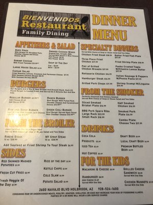 Menu photo 4 Bienvenidos Restaurant Holbrook, AZ Menu photo 4 Bienvenidos Restaurant Holbrook, AZ