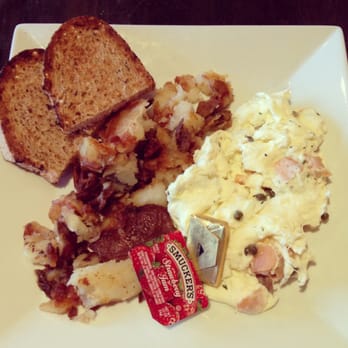 Fido - Smoked Salmon Scramble with herb cream cheese, capers, hash brown, and toast - Coffee & Tea Near Me - Nashville, Tennessee Fido - Smoked Salmon Scramble with herb cream cheese, capers, hash brown, and toast - Coffee & Tea Near Me - Nashville, Tennessee