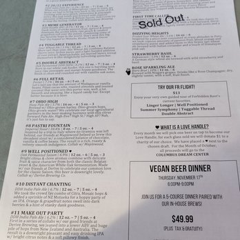 Forbidden Root - Drink menu - Brewpubs Near Me - Columbus, Ohio