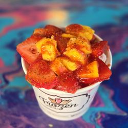 Frozen Spirals - Fresh Fruit topped with Chamoy & Tajin