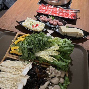Happy Lamb Hot Pot - Mushrooms platter, Veggie platter, frozen tofu, lamb meat balls and angus beef - Hot Pot Near Me - Seattle, Washington Happy Lamb Hot Pot - Mushrooms platter, Veggie platter, frozen tofu, lamb meat balls and angus beef - Hot Pot Near Me - Seattle, Washington