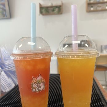 Boba N Chill - Passion and Strawberry fruit tea with popping pearls - Bubble Tea Near Me - Orlando, Florida Boba N Chill - Passion and Strawberry fruit tea with popping pearls - Bubble Tea Near Me - Orlando, Florida