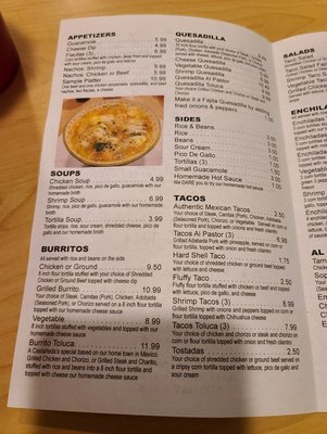 Menu photo 5 Castañedas Mexican Restaurant Denver, PA