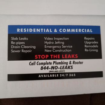 Complete Plumbing And Rooter - Services provided - Plumbing Near Me - Chino, California