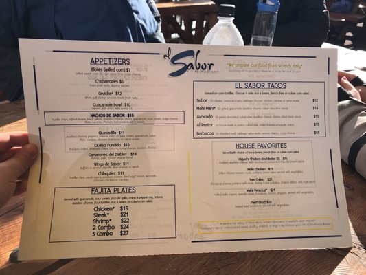 Menu photo 1 El Sabor Vail, CO