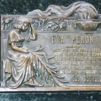 Cementerio de la Recoleta - The marker at the grave of Eva ("Evita") Peron in Cementerio de la Recoleta.  There is usually a crowd in front of the mausoleum. - Landmarks & Historical Buildings Near Me - Buenos Aires, C