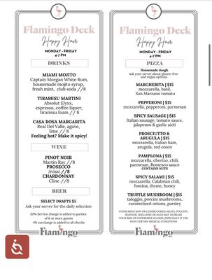 Menu photo 1 Flamingo Deck San Diego, CA