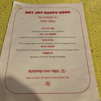 Hot Joy - The happy hour menu for drinks - Asian Fusion Near Me - San Antonio, Texas