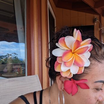 Jan Kealani's Maui Hula Lessons - Fresh flowers from her garden woven together to make this beauty - Dance Schools Near Me - Lahaina, Hawaii Jan Kealani's Maui Hula Lessons - Fresh flowers from her garden woven together to make this beauty - Dance Schools Near Me - Lahaina, Hawaii