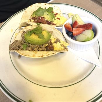 Dilly Diner - BREAKFAST TACOS* with fruit - Sandwiches Near Me - Tulsa, Oklahoma Dilly Diner - BREAKFAST TACOS* with fruit - Sandwiches Near Me - Tulsa, Oklahoma