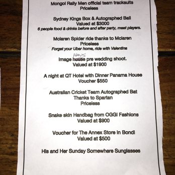 The Bucket List - What was raffled off for the Mongol Rally Men Launch. - Bars Near Me - Bondi, NSW