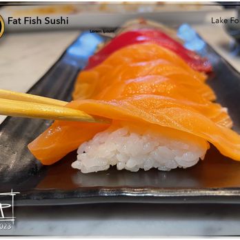 Fat Fish Sushi - AYCE Dinner ($37) - Salmon nigiri x2; fish to rice ratio. - Sushi Bars Near Me - Lake Forest, California