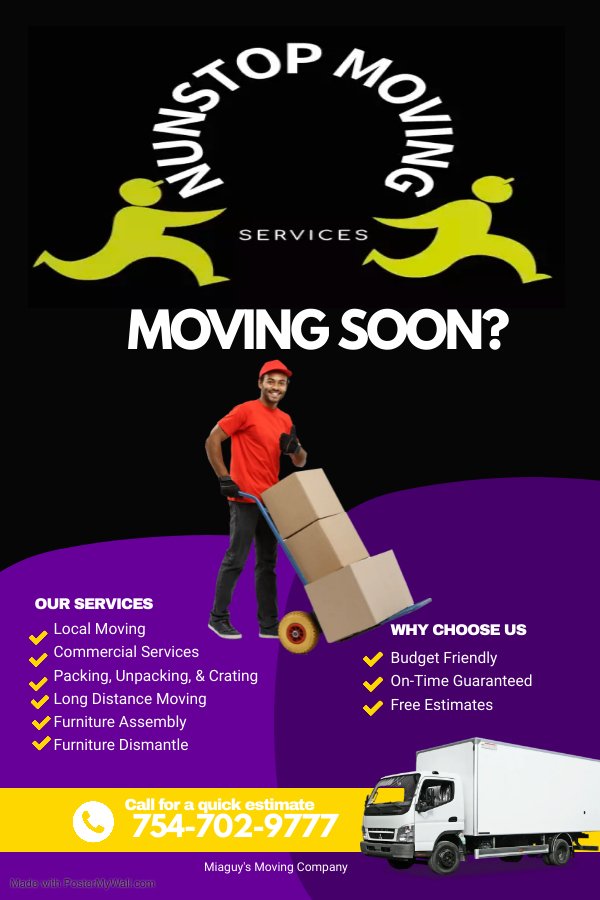 NUNSTOP MOVING Pompano Beach, Florida Movers Phone Number Yelp