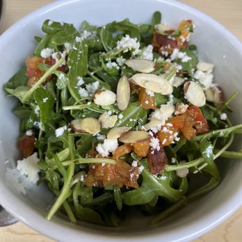 Eunice - Salad for the day- arugula greens, cheese, peaches, almonds, citrus dressing - Cajun/Creole Near Me - Houston, Texas