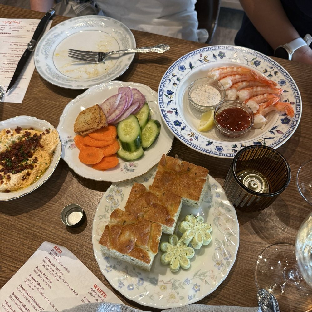 Emmy Lou's - Focaccia, Shrimp Cocktail, Spicy Feta - Wine Bars Near Me - Charlotte, North Carolina