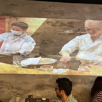 Akami Sushi - How they make their food. The projector on the wall. Pretty unique. I liked it. - Japanese Near Me - North Hollywood, California