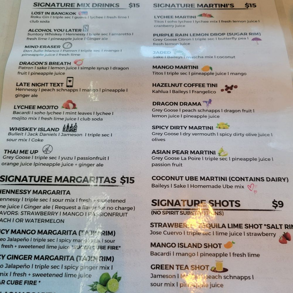 Linjee Thai - The signature drinks were delicious and sneak up on you - Thai Near Me - Alexandria, Virginia