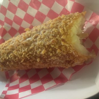 Mochinut - Seattle - Yum rice dog.  1/2 dog 1/2 cheese - Donuts Near Me - Seattle, Washington
