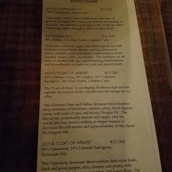 Wine tasting menu