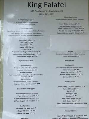 Menu photo 2 King Falafel Guadalupe, CA Menu photo 2 King Falafel Guadalupe, CA