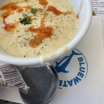 Bluewater Grill - Clam chowder with Tabasco - Seafood Near Me - Newport Beach, California