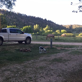 Bryce Zion Campground - Our site had a picnic table with a view of a pretty pasture with horses - Campgrounds Near Me - Glendale, Utah