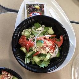 $4.29 for a quarter cup of salad - although there's dressing for 4 salads of this size, and enough salt in that dressing for 40. $4.29 for a quarter cup of salad - although there's dressing for 4 salads of this size, and enough salt in that dressing for 40.