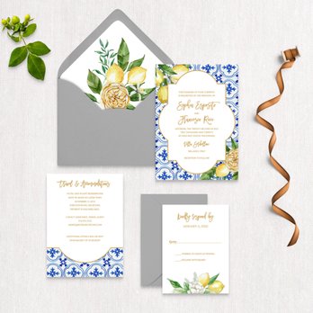 Social Savvy Design Studio - Lemons, greenery and Mediterranean tiles invitation - Graphic Design Near Me Social Savvy Design Studio - Lemons, greenery and Mediterranean tiles invitation - Graphic Design Near Me