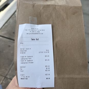 Grain House - Receipt - Vietnamese Near Me - Seattle, Washington Grain House - Receipt - Vietnamese Near Me - Seattle, Washington