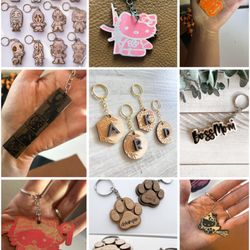 LCF Designs  X DE - Leather/Wood Engraved Keychains