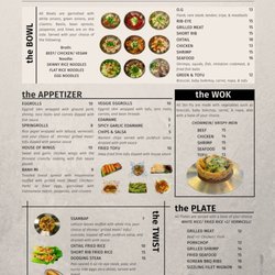 the PHO - Food menu