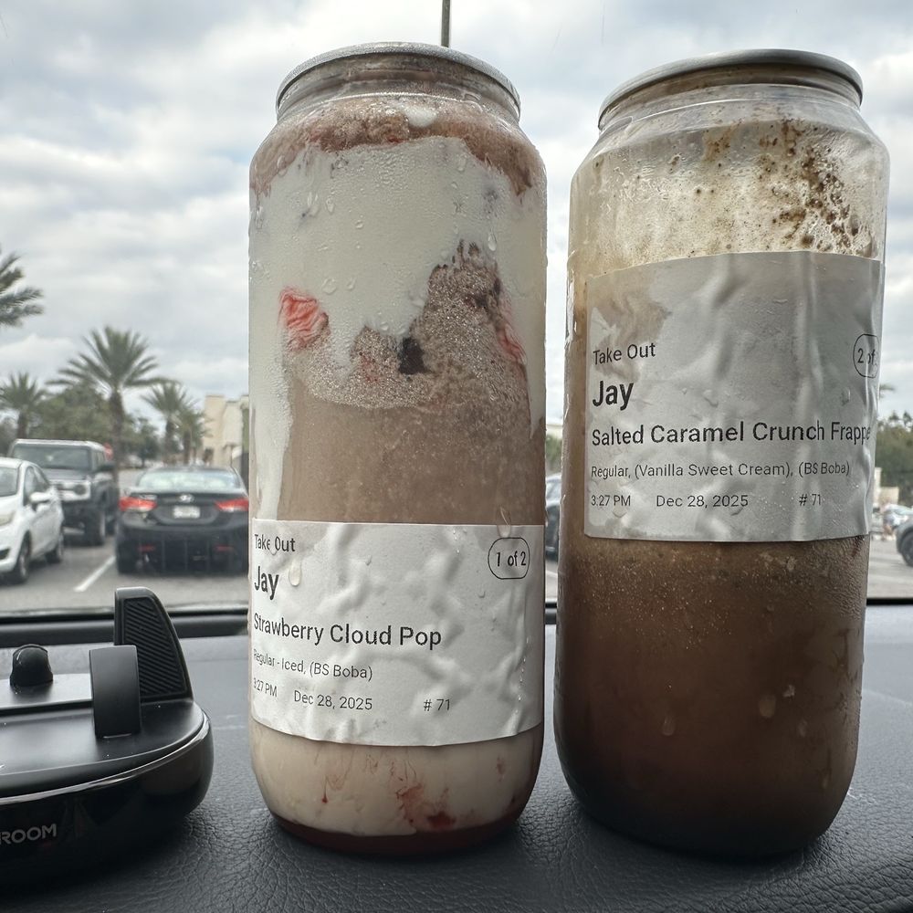 Dr pepper and Strawberry Cloud Pop Salted Caramel Crunch Frappe