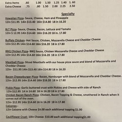 Riviera Pizza - Pizza Menu
