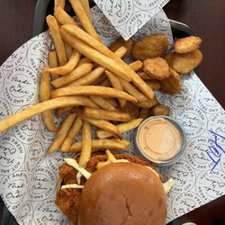 JP’s Hot Chicken - Hot JP's Chicken Sandwich Combo with fries Fried Pickles and Fries