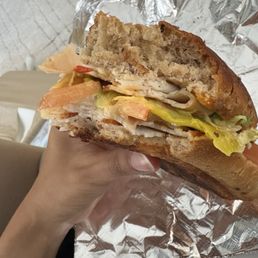 Turkey on wheat with veggies Turkey on wheat with veggies