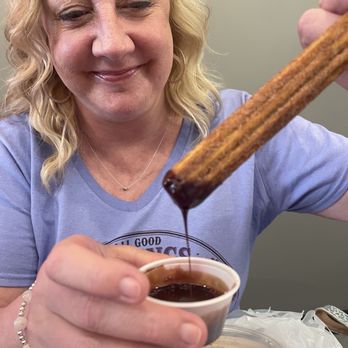 Barrio Burrito Bar - Churro & chocolate sauce. - Tex-Mex Near Me - Round Rock, Texas