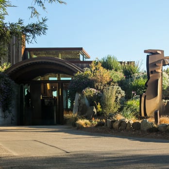 Sierra Mar - the front of the restaurant with the waterfall statue - New American Near Me - Big Sur, California Sierra Mar - the front of the restaurant with the waterfall statue - New American Near Me - Big Sur, California