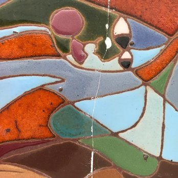 Johana Moreno - Ceramic tile after adhesion and application of filling compound. - Art Restoration Near Me - Berkeley, California Johana Moreno - Ceramic tile after adhesion and application of filling compound. - Art Restoration Near Me - Berkeley, California