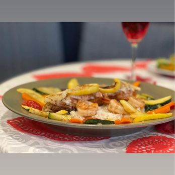Esmeralda's Cafe - White salmon with shrimp (limited only if you call to make a reservation and ask for this specifically) - Cafes Near Me - Durham, North Carolina