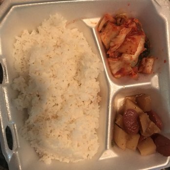 Hoosier Seoulmate Korean Restaurant - Banchan (the potato hot dog one is so good!!) and rice - Korean Near Me - Bloomington, Indiana Hoosier Seoulmate Korean Restaurant - Banchan (the potato hot dog one is so good!!) and rice - Korean Near Me - Bloomington, Indiana