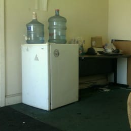 Mini fridge in the mini waiting room
