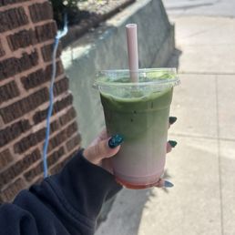 Strawberry matcha latte