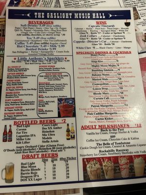 Menu photo 2 Gaslight Music Hall Tucson, AZ