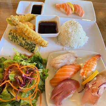 Ozen - Classic kitchen- sushi with tempura and salmon sushi on the side - Ramen Near Me - Rancho Cucamonga, California Ozen - Classic kitchen- sushi with tempura and salmon sushi on the side - Ramen Near Me - Rancho Cucamonga, California