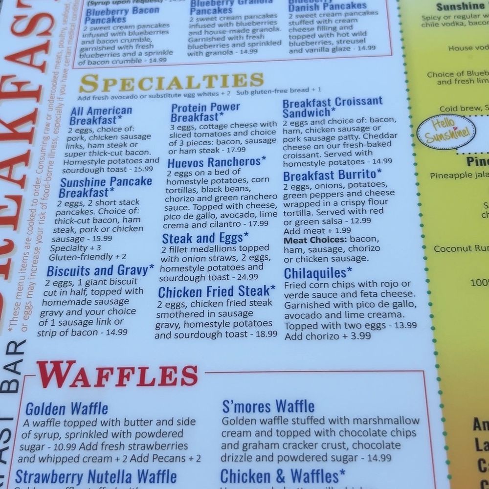Sunshine Breakfast Bar - Menu - Breakfast & Brunch Near Me - Phoenix, Arizona Sunshine Breakfast Bar - Menu - Breakfast & Brunch Near Me - Phoenix, Arizona