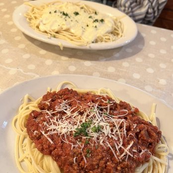 D'Aurelios - Pasta w/ meat sauce and Alfredo - Pizza Near Me - Fort Bragg, California D'Aurelios - Pasta w/ meat sauce and Alfredo - Pizza Near Me - Fort Bragg, California