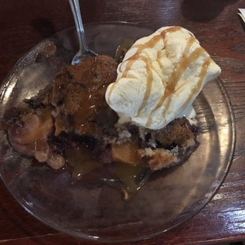 Clay's Restaurant - Peach and blueberry cobbler with the vanilla ice cream and caramel free with YELP check in. - Burgers Near Me - Houston, Texas Clay's Restaurant - Peach and blueberry cobbler with the vanilla ice cream and caramel free with YELP check in. - Burgers Near Me - Houston, Texas