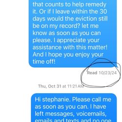 Her reading and ignoring my message