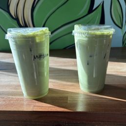 Large iced matcha latte