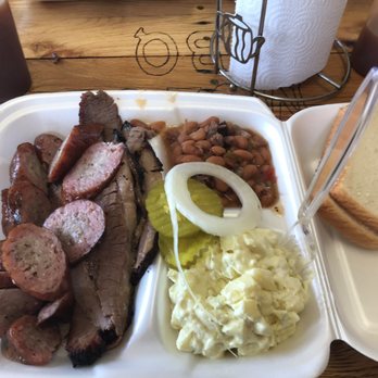 Moe's BBQ - Sliced smoked Brisket & Sausage Yum!!!! - Barbeque Near Me - Somerville, Texas